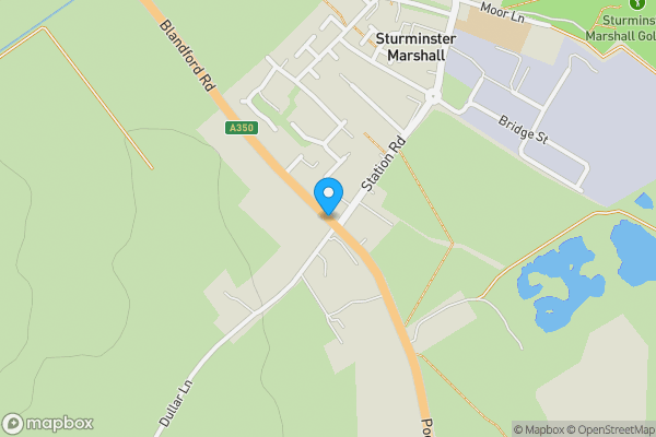 Map location for Aunah, Blandford Road, Sturminster Marshal, Wimborne, Dorset BH21 4AG
