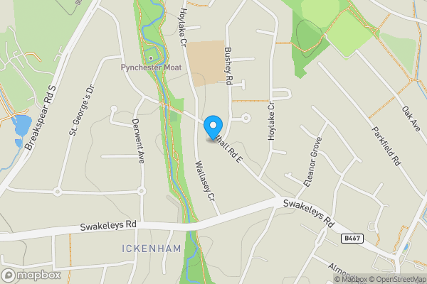 Map location for Land Adjacent to 49 Copthall Road East, Ickenham, Uxbridge, Middlesex, UB10 8SD