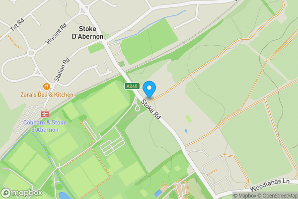 Map location for Lower Farm Stables, 71 Stoke Road, Cobham, Surrey, KT11 3PU