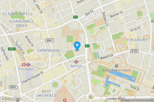 Map location for Flat 28 Florin Court, 6-9 Charterhouse Square, Barbican, London, EC1M 6ET