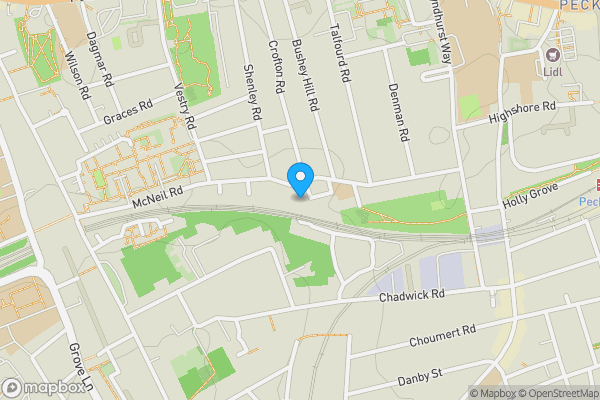 Map location for Land adjoining 124b Crofton Road, Peckham, London, SE5 8NA