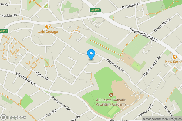Map location for 10 Woodborough Road, Mansfield, Nottinghamshire, NG19 6DT