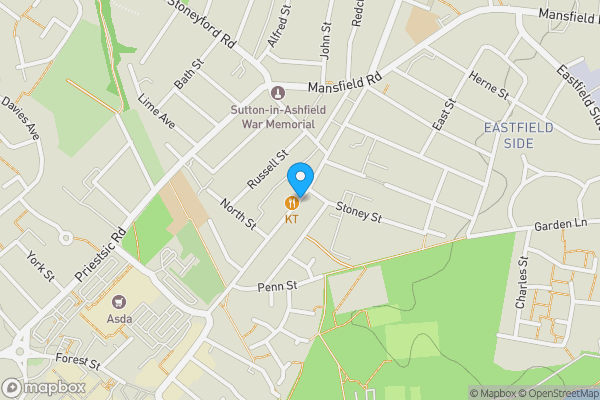 Map location for Outram Street, SUTTON IN ASHFIELD, Nottinghamshire, NG17 4FS