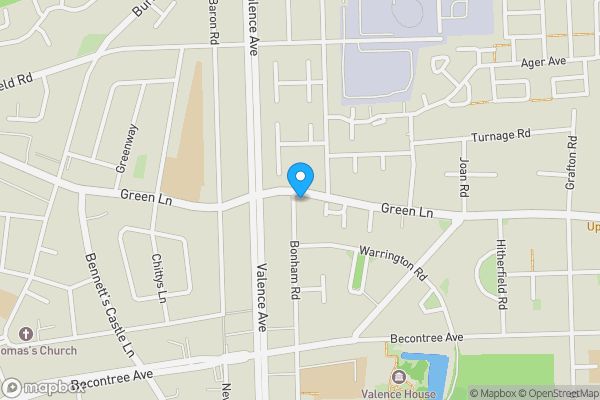 Map location for 874 Green Lane, Dagenham, London, RM8 1BX