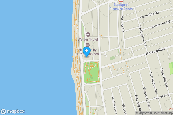 Map location for The Headlands Hotel, South Development site, 611-613 New South Promenade, Blackpool, Lancashire FY4 1NJ