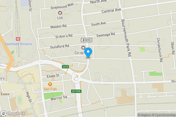 Map location for Land on the south side of, Boscombe Road, Southend-on-Sea, Essex, SS2 5EW