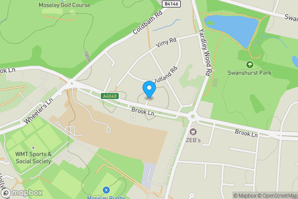 Map location for Brook Lane, Birmingham, West Midlands, B13 0TH