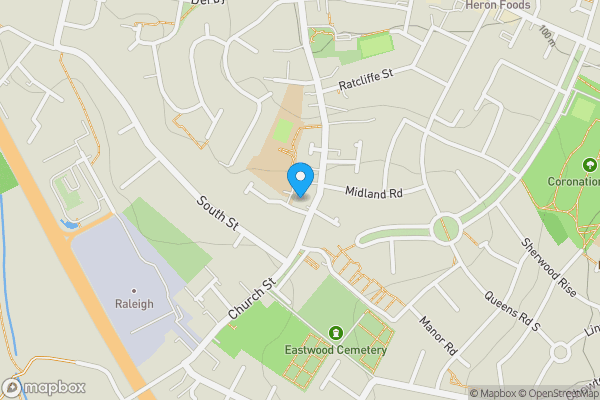 Map location for Church Street Care Home, 84 Church Street, Eastwood, Nottingham, NG16 3HS