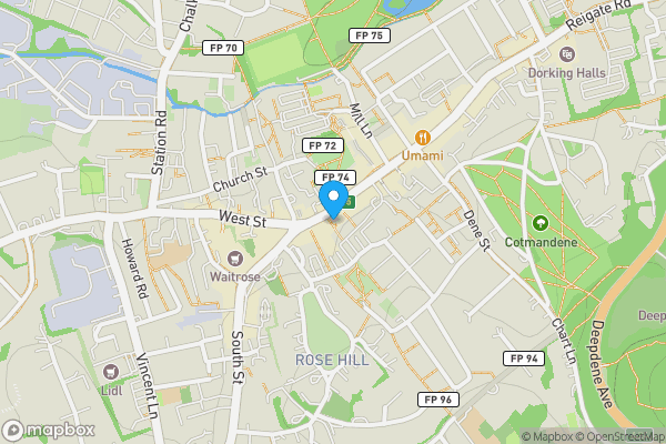 Map location for 48 High Street Dorking Surrey RH4 1AY