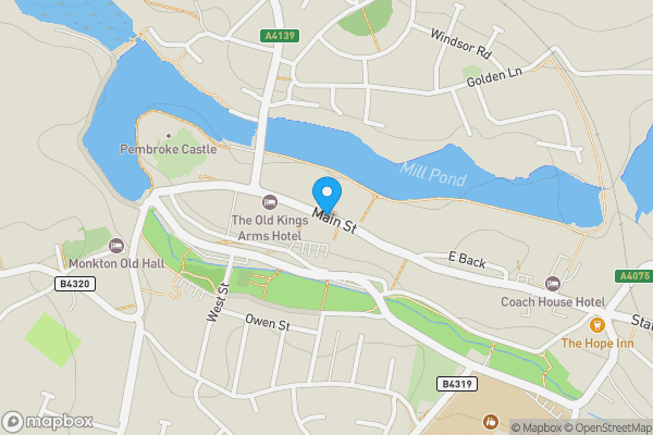 Map location for Main Street, PEMBROKE, Pembrokeshire, SA71 4JS