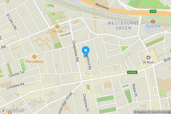 Map location for Flat B, 79 Hereford Road, Notting Hill, London W2 5BB