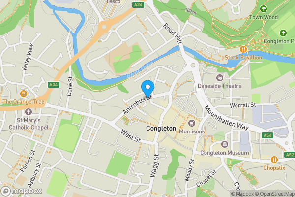 Map location for Antrobus Street, Congleton, CW12 1HE