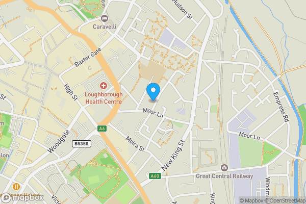 Map location for 6 Russell Street, Loughborough, Leicestershire LE11 1BL