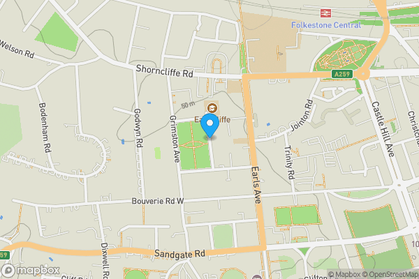 Map location for Grimston Gardens, FOLKESTONE, Kent, CT20 2PU