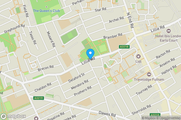Map location for Lillie Road, London, SW6