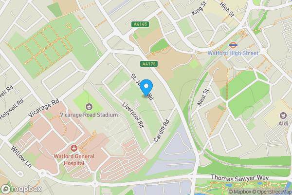 Map location for 70A St. James Road, Watford, Hertfordshire, WD18 0DX