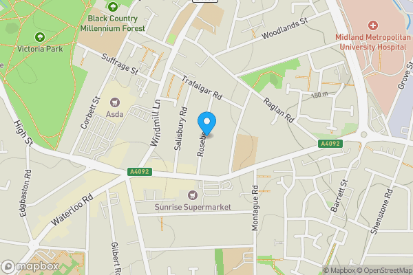 Map location for 64 Rosebery Road, Smethwick, B66 3RZ