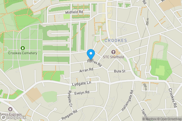 Map location for Land and Buildings at Forres Road, Sheffield, South Yorkshire, S10 1WE