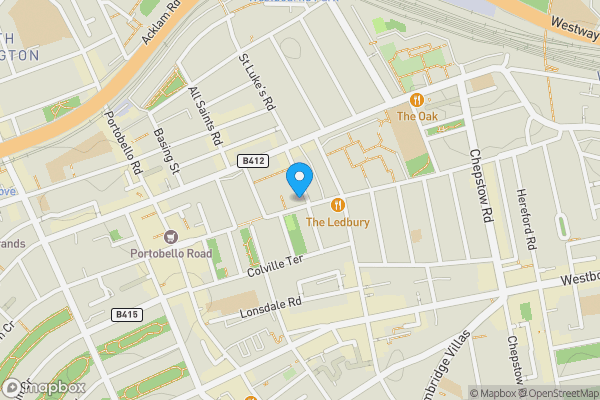 Map location for Flat F, 40 Powis Square, Kensington and Chelsea, London, W11 2AY
