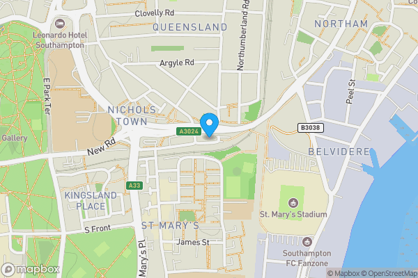 Map location for 37, 39, 41-43, 45-47 and 49 Northam Road, Southampton, Hampshire, SO14 0PD