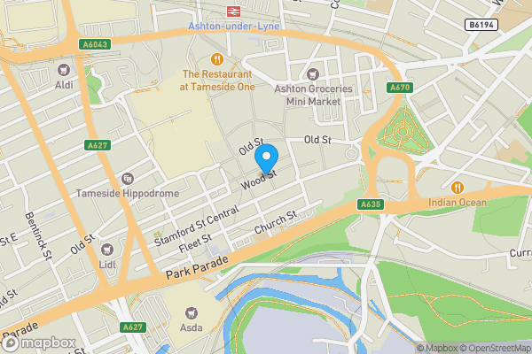 Map location for 18, 20 & 20A Wood Street, Ashton-Under-Lyne, OL6 6AT