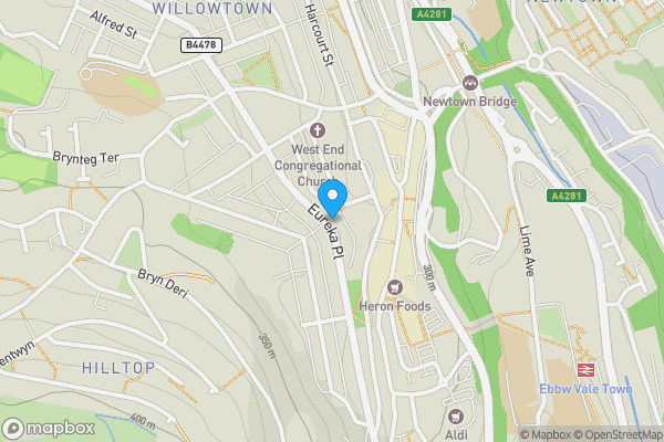 Map location for 132 Eureka Place, Ebbw Vale, Gwent, NP23 6LN