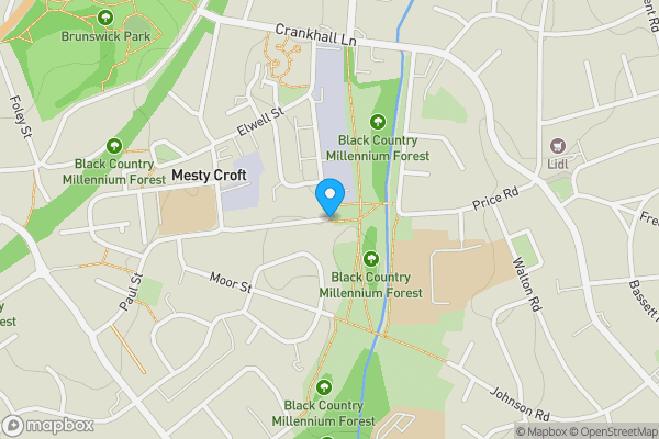 Map location for Oxford Street, Wednesbury, West Midlands, WS10 0QN