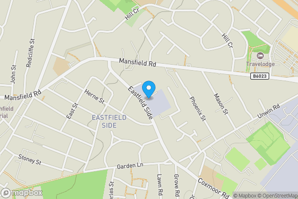 Map location for Land and buildings to the north east side of Eastfield Side, Sutton in Ashfield NG17 4JR