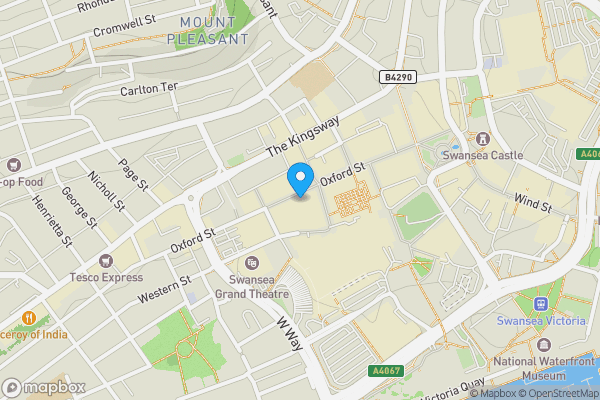 Map location for 17 Oxford Street Swansea SA1 3AG