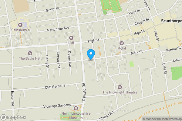 Map location for 107 Mary Street, Scunthorpe, North Lincolnshire, DN15 6LA