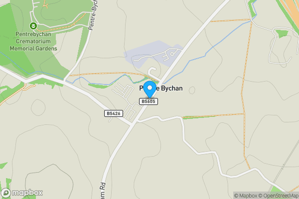 Map location for Land Fronting, Wrexham Road, Pentrebychan, Wrexham, LL14 4DT
