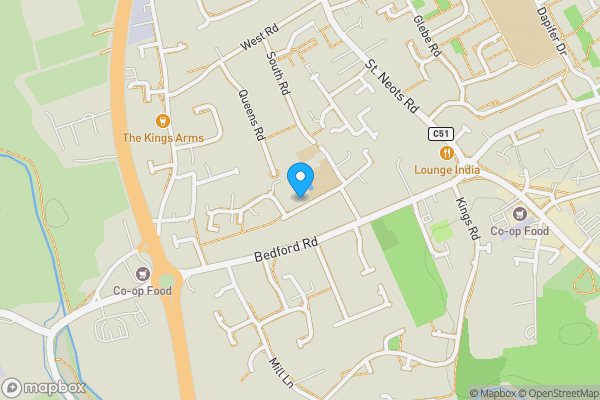 Map location for 28 Laburnum Road, Sandy, Bedfordshire, SG19 1HG