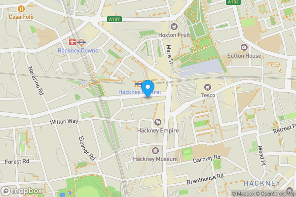 Map location for 220B Graham Road, Hackney, London, E8 1BP