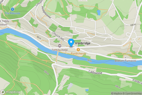 Map location for Former Cleos Restaurant, High Street, Ironbridge, Telford TF8 7AD