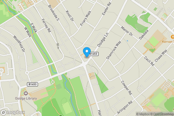 Map location for 12 Onslow Parade, Hampden Square, London, N14 5JN