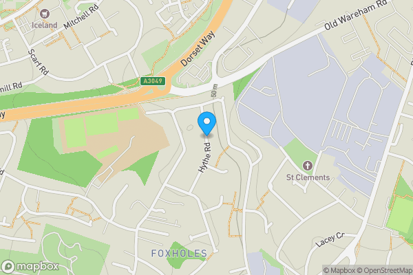 Map location for Hythe Road, Poole, BH15 3NN