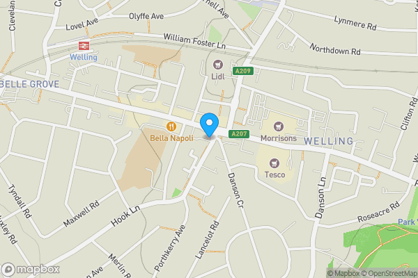 Map location for 1–3 Bellegrove Road, Welling, Kent DA16 3PA