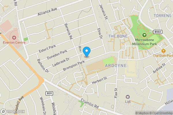 Map location for 120, Brompton Park, Belfast, County Antrim, BT14 7LE