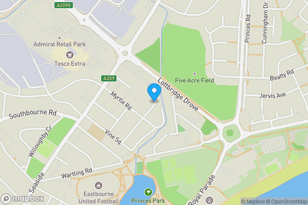 Map location for Land @ Martello Road, Eastbourne, East Sussex, BN22 7SS
