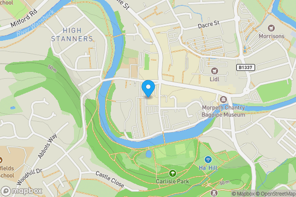 Map location for The Old Stables, Greys Yard, Oldgate, Morpeth, Northumberland, NE61 1QD