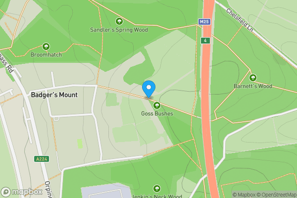 Map location for Land Adjoining The Cottage, Badgers Road, Badgers Mount, Sevenoaks, Kent, TN14 7AY