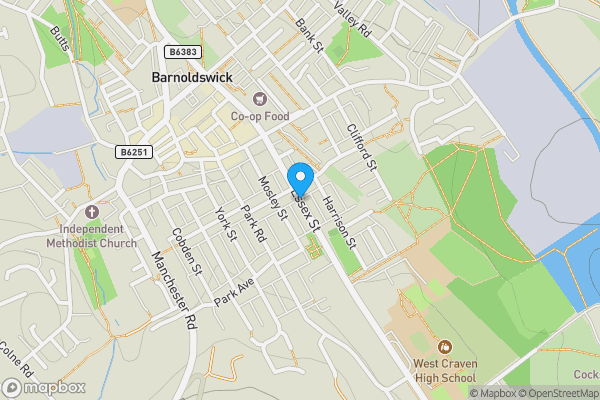 Map location for Essex Street, Barnoldswick, Lancashire, BB18 5DT