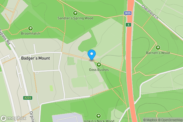Map location for Land Adjoining The Cottage, Badgers Road, Badgers Mount, Sevenoaks, Kent, TN14 7AY