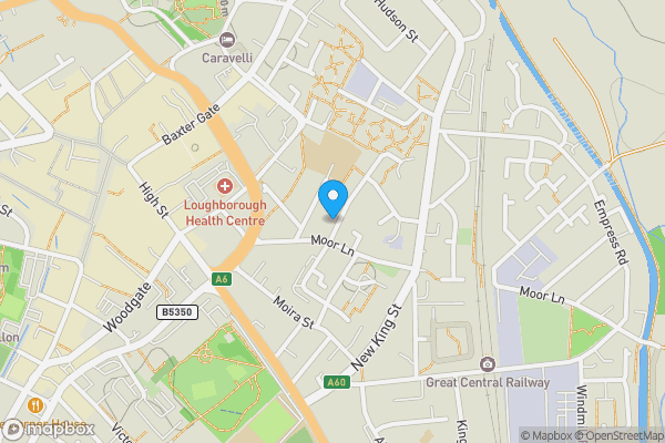 Map location for 6 Russell Street, Loughborough, Leicestershire LE11 1BL