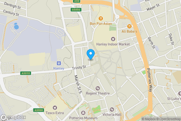 Map location for Grosvenor Chambers, Foundry Street, Stoke-On-Trent, Staffordshire, ST1 5HE