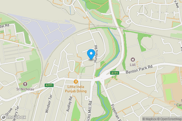 Map location for 1 Ridgewood Gardens, Newcastle upon Tyne, Tyne and Wear, NE3 1SB