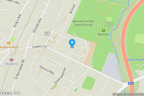 Map location for Ray Lodge Road, WOODFORD GREEN, Essex, IG8 7NZ