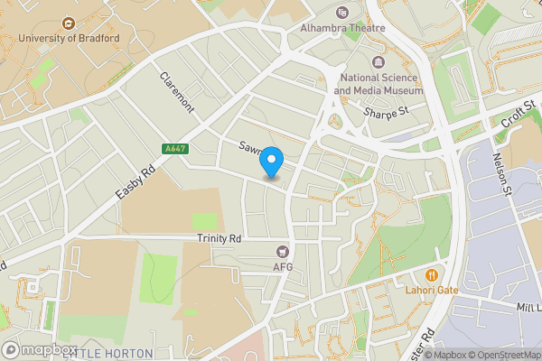 Map location for Flat 4 Melbourne House, Melbourne Place, Bradford, BD5 0BL