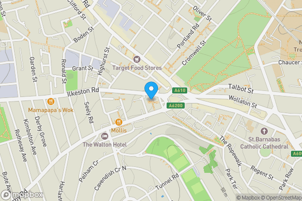 Map location for Derby Road, Nottingham, Nottinghamshire, NG7 1LU