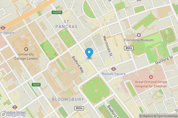 Map location for 1 Russell Court, Woburn Place, Bloomsbury, London WC1H 0LL